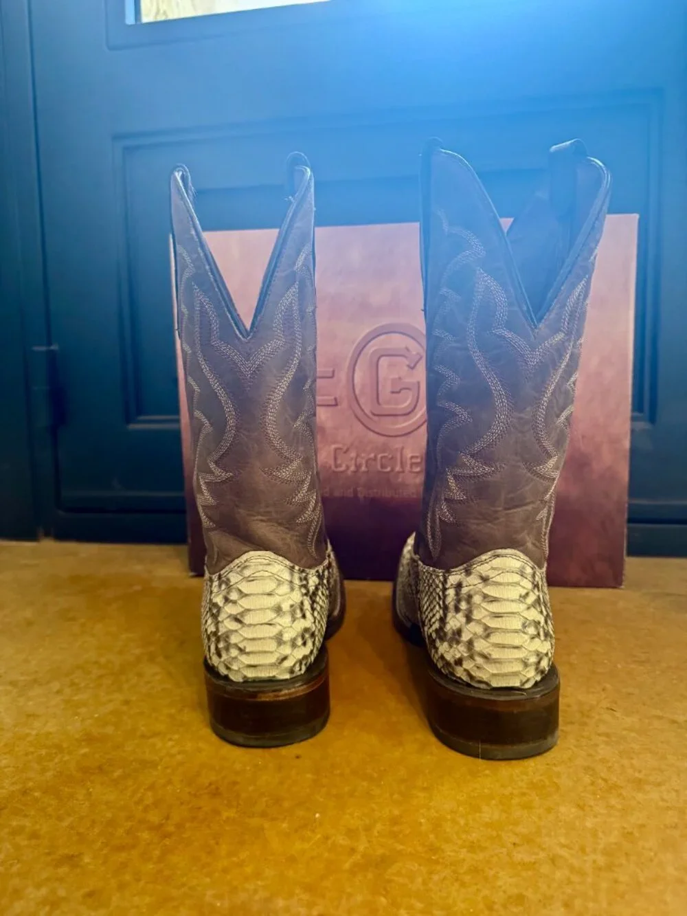 Circle G Men's Exotic Python Skin Western Boots - Square Toe - Size 10